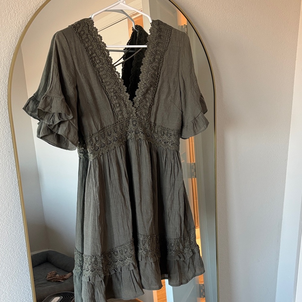 Wishlist Olive Mini Dress with Lace Detail